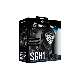 Sharkoon Fejhallgató - Skiller SGH1 (fekete; mikrofon; TRRS 3.5mm jack; hangeroszabályzó; nagy-párnás; 2.5m kábel) PC