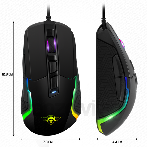 Spirit of Gamer Egér - PRO-M7 (Optikai, 4800DPI, 7 gomb, programozható RGB, harisnyázott kábel, fekete) PC