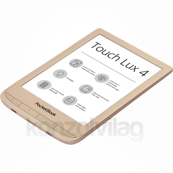 POCKETBOOK e-Reader - PB627 LUX4 Arany + TOK (6"E Ink Carta, Cpu: 1GHz,512MB,8GB,1500mAh, wifi,mSD, kép megvilágítás) Tablet