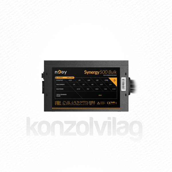 NJOY Tápegység 500W - Synergy 500 bulk (80 Plus, Aktív PFC, 12cm) PC
