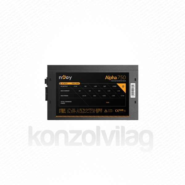 NJOY Tápegység 750W - Alpha 750 (80 Plus Gold, Moduláris, Aktív PFC, 14cm) PC