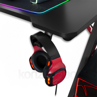 Spirit of Gamer Gamer Asztal - Headquarter 300 (MDF lap, fém lábak, fekete, RGB LED háttérvilágítás, 120 x 66 x 71.5 cm) PC