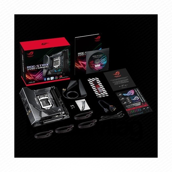 Asus Alaplap - Intel ROG STRIX Z490-I GAMING s1200 (Z490, 4xDDR4 4800MHz, 4xSATA3, 2xM.2, RAID, 4xUSB2.0, 9xUSB3.2) PC