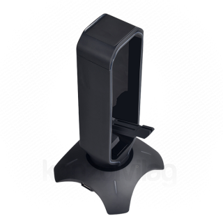 Rampage Fejhallgató állvány - RM-H66 GUARD (fekete, műanyag, USB HUB, Egérkábel tartó) PC