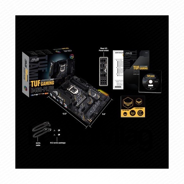 Asus Alaplap - Intel TUF GAMING B460-PLUS s1200 (B460, 4xDDR4 2933MHz, 6xSATA3, RAID, 2x M.2, 4xUSB2.0, 8xUSB3.2) PC