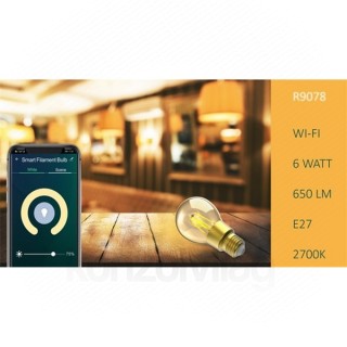 Woox Smart Home Okos Izzó - R9078 (E27, 6W, 650 Lumen, 2700K, Wi-Fi, távoli elérés) Otthon