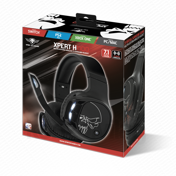 Spirit of Gamer Wireless Fejhallgató - MIC-XH1100 (MultiPlatform,7.1,mikrofon, hangerőszabályzó, nagy-párnás, fekete) PC