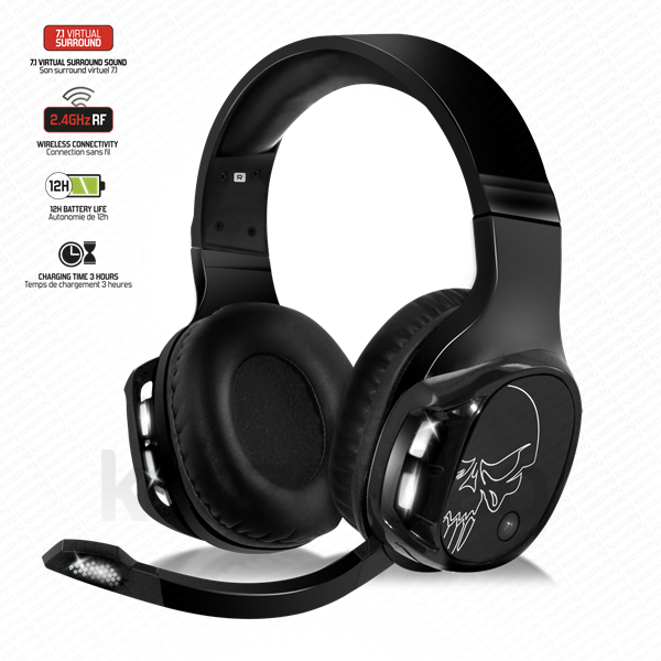 Spirit of Gamer Wireless Fejhallgató - MIC-XH1100 (MultiPlatform,7.1,mikrofon, hangerőszabályzó, nagy-párnás, fekete) PC