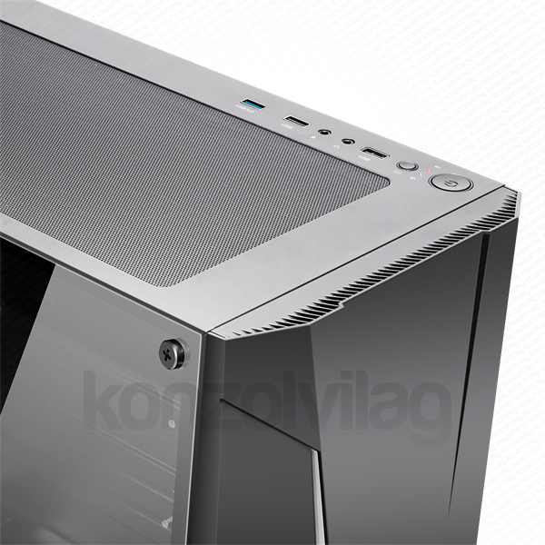 Spirit of Gamer Számítógépház - Rogue V RGB (fekete, ablakos, 8x12cm ventilátor, alsó táp,  ATX, 1xUSB3.0, 2xUSB2.0) PC