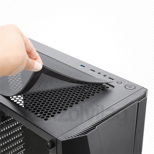 Spirit of Gamer Számítógépház - Rogue V RGB (fekete, ablakos, 8x12cm ventilátor, alsó táp,  ATX, 1xUSB3.0, 2xUSB2.0) PC