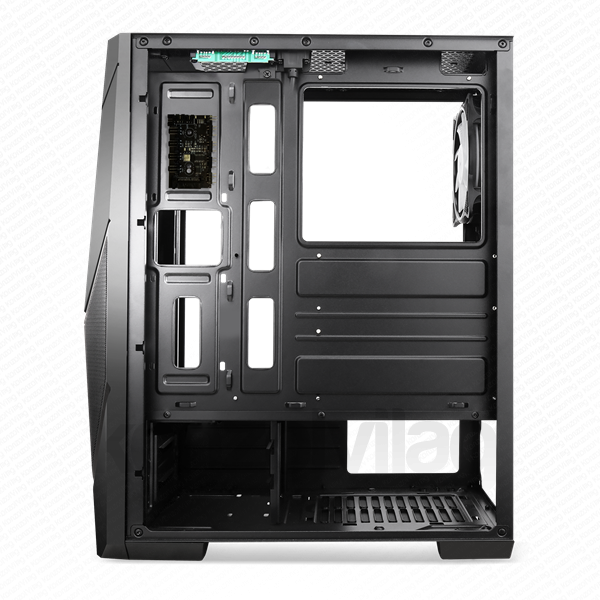 Spirit of Gamer Számítógépház - Rogue V RGB (fekete, ablakos, 8x12cm ventilátor, alsó táp,  ATX, 1xUSB3.0, 2xUSB2.0) PC