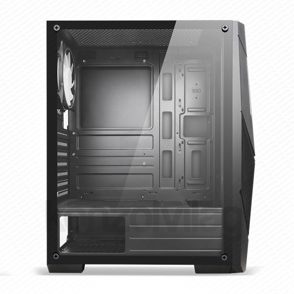 Spirit of Gamer Számítógépház - Rogue V RGB (fekete, ablakos, 8x12cm ventilátor, alsó táp,  ATX, 1xUSB3.0, 2xUSB2.0) PC