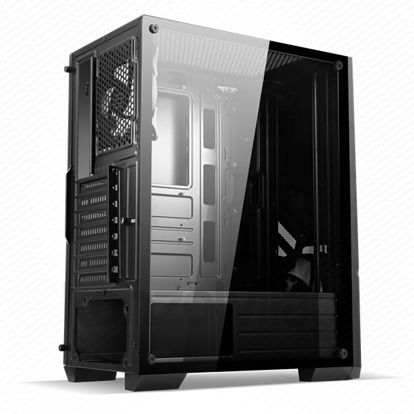 Spirit of Gamer Számítógépház - Rogue V RGB (fekete, ablakos, 8x12cm ventilátor, alsó táp,  ATX, 1xUSB3.0, 2xUSB2.0) PC