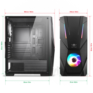 Spirit of Gamer Számítógépház - Rogue V RGB (fekete, ablakos, 8x12cm ventilátor, alsó táp,  ATX, 1xUSB3.0, 2xUSB2.0) PC