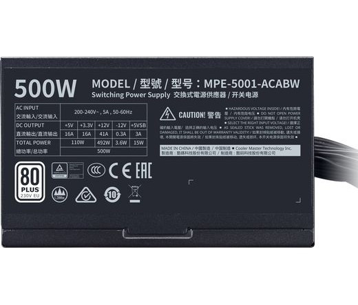 Cooler Master 500W MWE V2 White 80+ PC
