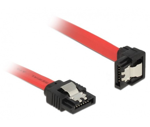 Delock SATA 3 F/F adatkábel 0.3m piros egyenes/90° le PC
