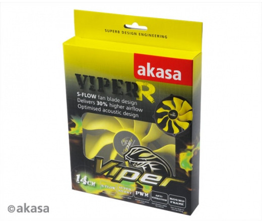 Akasa Viper R 140mm PWM - Fekete/Sárga PC
