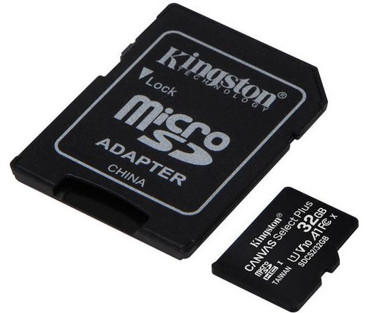 Kingston 32GB microSDHC Canvas Select Plus 100R A1 C10 Card + adapterrel PC