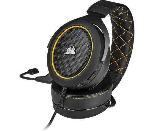 Corsair HS60 PRO STEREO Headset Fejpánt Fekete, Sárga 3,5 mm-es csatlakozó PC