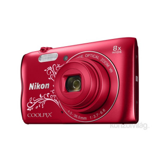 Nikon Coolpix A300 Vörös Line Art digitális fényképezőgép Fényképezőgépek, kamerák