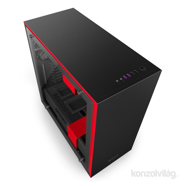 NZXT H700 Fekete-Piros (Táp nélküli) ablakos ATX ház PC