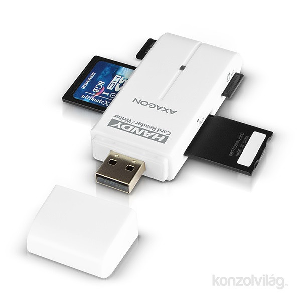 Axagon CRE-D4 USB 2.0 SD/microSD/MS/M2 fehér kártyaolvasó PC