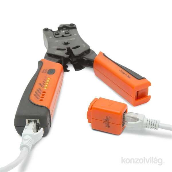 Handy Krimpelő, 6P, 8P racsnis, kábelteszter PC