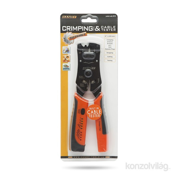 Handy Krimpelő, 6P, 8P racsnis, kábelteszter PC