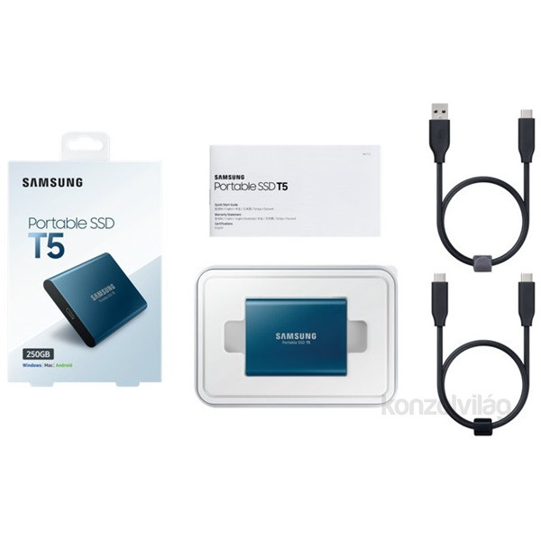 Samsung 250GB USB 3.1 (MU-PA250B/EU) kék T5 külső SSD PC