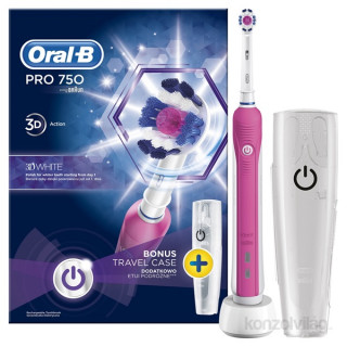 Oral-B PRO 750 3D White elektromos fogkefe + úti tok Otthon