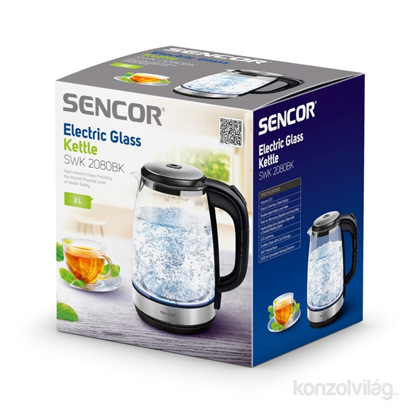 SENCOR SWK 2080BK 2L üveg vízforraló Otthon