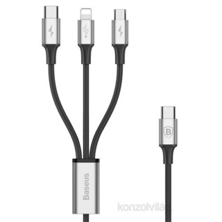 Baseus Rapid Series 3-in-1 fekete-ezüst 1,2m USB kábel (Lightning+Micro+Type-C) PC
