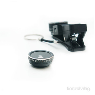 Quazar Mobile Lens 4X LED fekete szelfi lencse szett PC