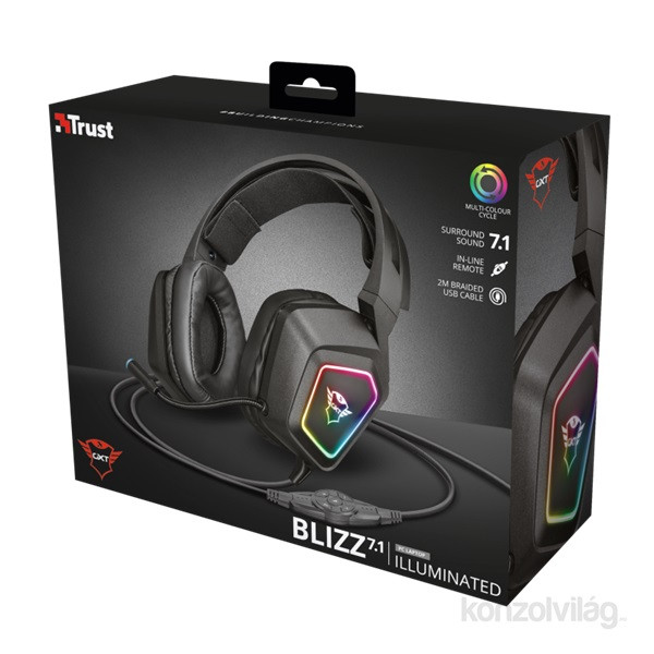 Trust GXT 450 Blizz RGB 7.1 Surround gamer USB headset PC