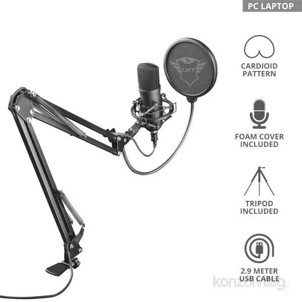 MIC Trust GXT 252+ Emita Plus Streaming USB gamer mikrofon PC