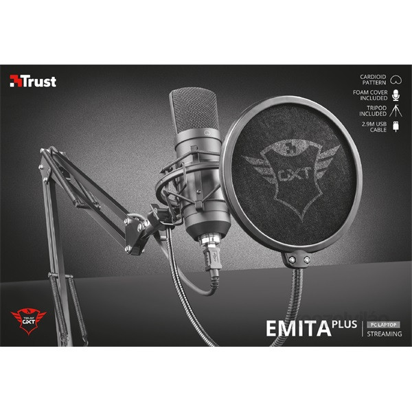 MIC Trust GXT 252+ Emita Plus Streaming USB gamer mikrofon PC