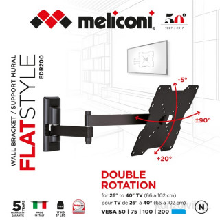 MOUNT-WALL Meliconi FlatStyle EDR200 dönthető, forgatható dupla karos VESA 200 TV fali konzol TV