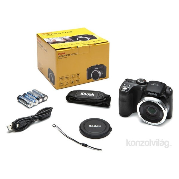 Kodak Pixpro AZ252 fekete digitális fényképezőgép Fényképezőgépek, kamerák