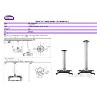 PROJ-KONZ Benq CM00G3 Univerzális mennyezeti konzol - Ezüst TV