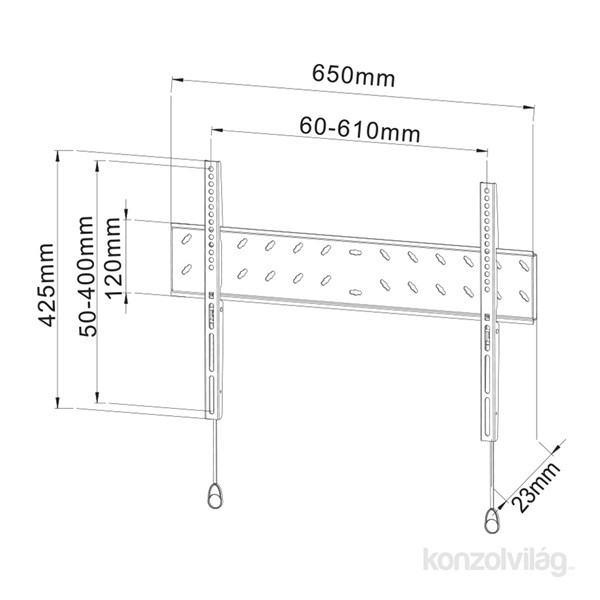 MOUNT-WALL Stell SHO 2021 40"-70" VESA 600x400 slim fix fekete fali konzol TV
