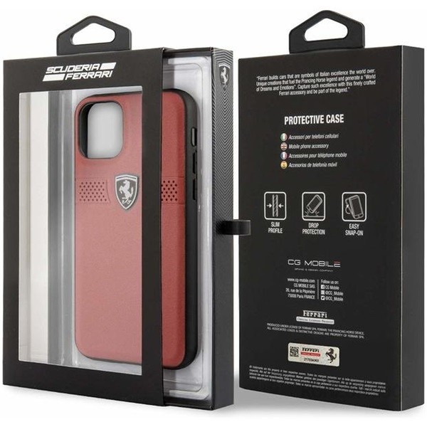 MOBIL-CASE FERRARI Off Track iPhone 11 Pro piros szemcsés bőrtok Mobil