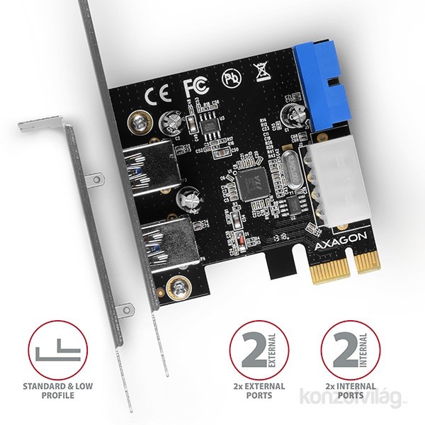 RAID AXAGON PCEU-232VL SuperSpeed USB 2+2 Port PCI-Express Card PC