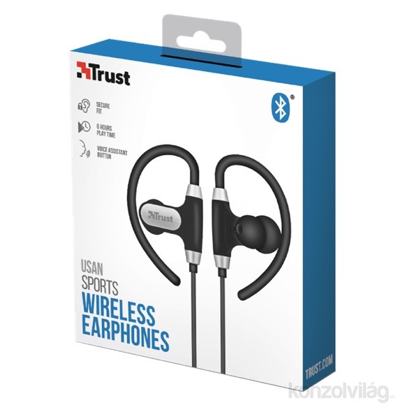 Trust 23345 fejhallgató és headset Fülre akasztható, Nyakpánt Fekete, Szürke Bluetooth PC