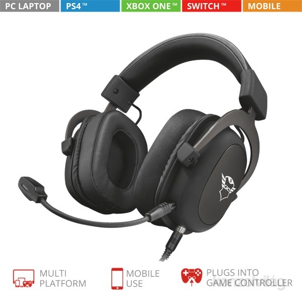 Trust GXT 414 Zamak Headset Fejpánt Fekete 3,5 mm-es csatlakozó PC