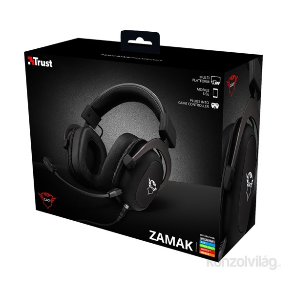 Trust GXT 414 Zamak Headset Fejpánt Fekete 3,5 mm-es csatlakozó PC