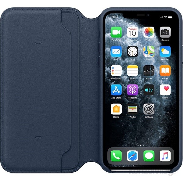 Apple iPhone 11 Pro Max Folio Deep Sea Blue (kék) bőr tok Mobil