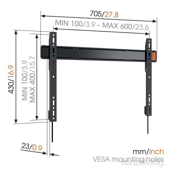 Vogels W50080 40"-100" VESA 600x400 fix fali konzol TV