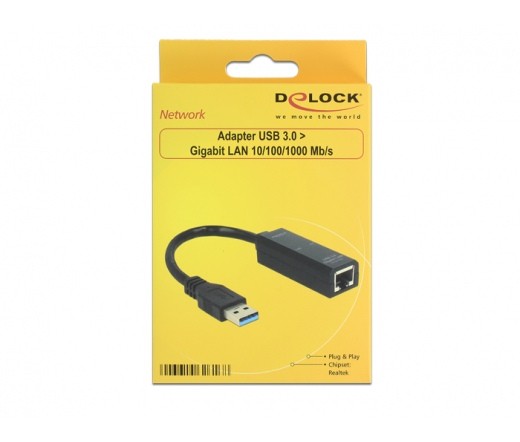DeLock Adapter USB 3.0 > Gigabit LAN 10/100/1000 Mb/s PC