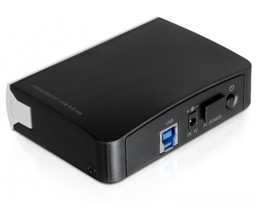 DeLock USB 3.0 HUB 4 port, 1 port USB power, külső vagy 3.5", külső táppal PC