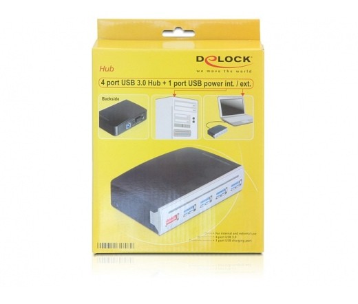 DeLock USB 3.0 HUB 4 port, 1 port USB power, külső vagy 3.5", külső táppal PC